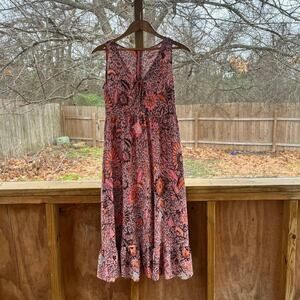 Madewell Lace Up Ruffle Hem Midi Dress In Blush Pink Bali Blooms Size 2
